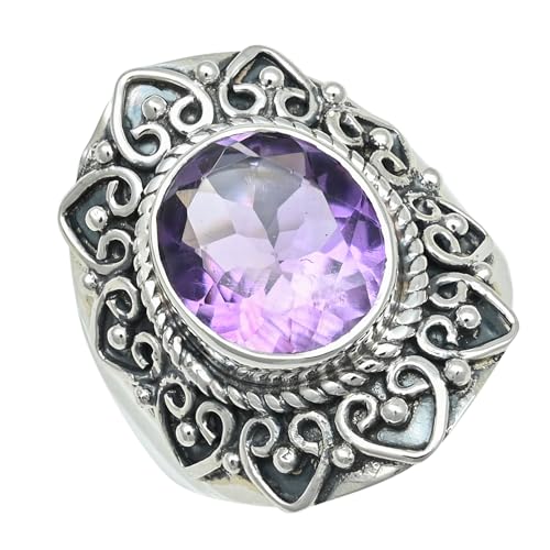 JEWELFORCE Amethyst-Edelstein-Bandring, 925er-Sterlingsilber, Bandring für Männer und Frauen, Bandring in allen Größen, Geschenkartikel, Schmuck JSR-1279A_53 (16.9) von JEWELFORCE