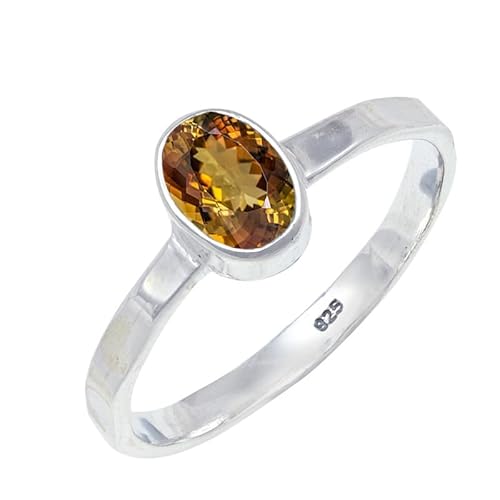 JEWELFORCE Andalusite Lab Grown Edelstein 925 Sterling Silber Stilvoller Handgefertigter Band Ring Geschenkartikel Herren und Damen Schmuck JSR-108AZ2_(48 (15.3)) von JEWELFORCE