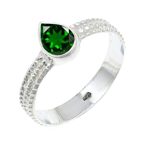 JEWELFORCE Chrome Oxide Lab Grown Edelstein Sterling Silber Stilvoller Handgefertigter Band Ring Geschenkartikel für Männer und Frauen Schmuck JSR-130BB29_(75 (23.9)) von JEWELFORCE