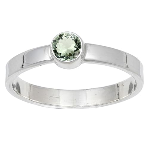 JEWELFORCE Green Amethyst Edelstein Sterling Silber Stilvoller Handgefertigter Band Ring Geschenkartikel für Männer und Frauen in allen Größen Schmuck JSR-106AL23_(69 (22.0)) von JEWELFORCE