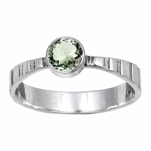 JEWELFORCE Green Amethyst Edelstein Sterling Silber Stilvoller Handgefertigter Band Ring Geschenkartikel für Männer und Frauen in allen Größen Schmuck JSR-119AL20_(66 (21.0)) von JEWELFORCE