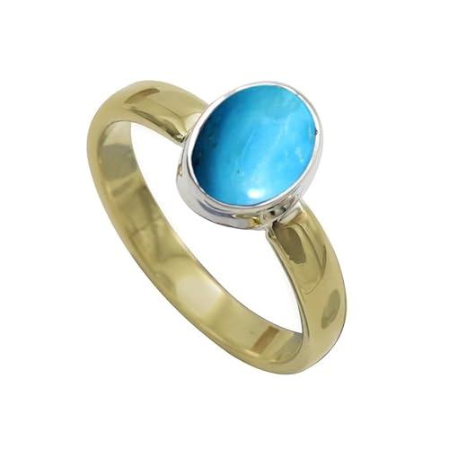 JEWELFORCE Im Labor gezüchteter Türkis-Edelstein-, Sterlingsilber Band Ring, für Männer und Frauen, in allen Größen, Schmuck JSR-1086BT2_(48 (15.3)) von JEWELFORCE