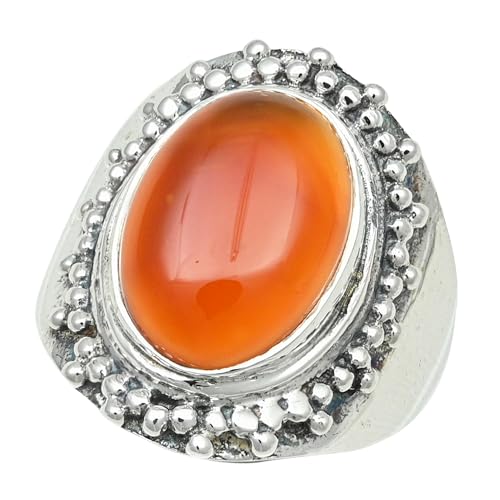 JEWELFORCE Karneol Edelstein Bandring 925 Sterling Silber Bandring Herren und Damen Bandring Alle Größen Geschenkartikel Handgefertigter Schmuck JSR-1276A_54 (17.2) von JEWELFORCE