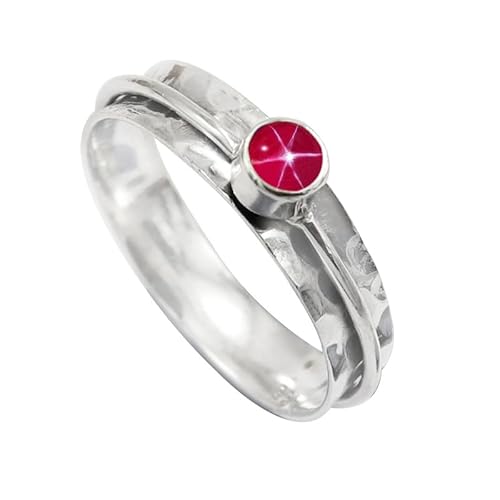 JEWELFORCE Laborgezüchteter rosa Lindy Star Edelstein Sterling Silber Stilvoller Handgefertigter Band Ring Geschenkartikel für Männer und Frauen Schmuck JSR-152BH22_(68 (21.6)) von JEWELFORCE