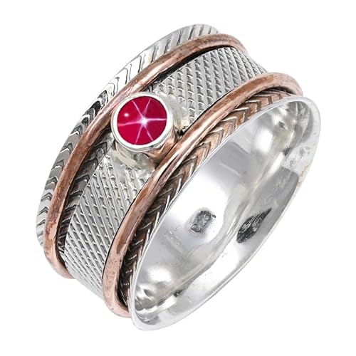 JEWELFORCE Laborgezüchteter rosa Lindy Star Edelstein Sterling Silber Stilvoller Handgefertigter Band Ring Geschenkartikel für Männer und Frauen Schmuck JSR-157BH18_(64 (20.4)) von JEWELFORCE