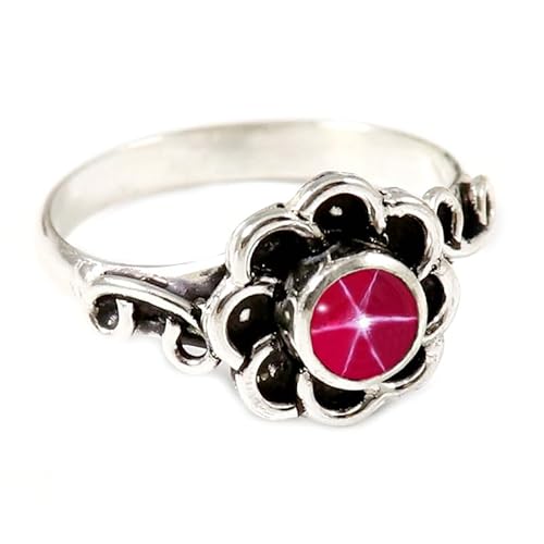JEWELFORCE Laborgezüchteter rosa Lindy Star Edelstein Sterling Silber Stilvoller Handgefertigter Band Ring Geschenkartikel für Männer und Frauen Schmuck JSR-162BH15_(61 (19.4)) von JEWELFORCE