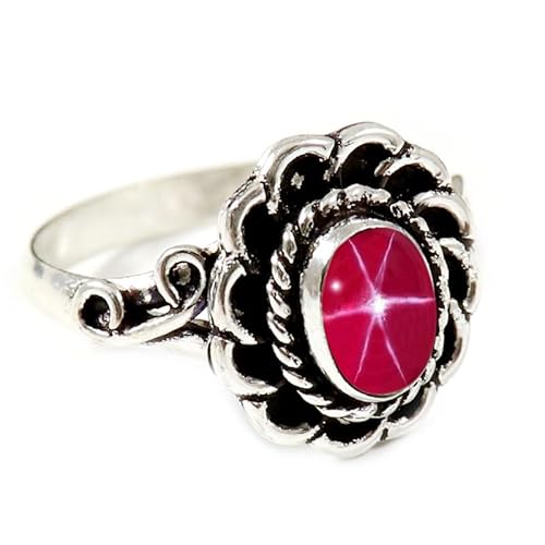 JEWELFORCE Laborgezüchteter rosa Lindy Star Edelstein Sterling Silber Stilvoller Handgefertigter Band Ring Geschenkartikel für Männer und Frauen Schmuck JSR-183BH1_(47 (15.0)) von JEWELFORCE