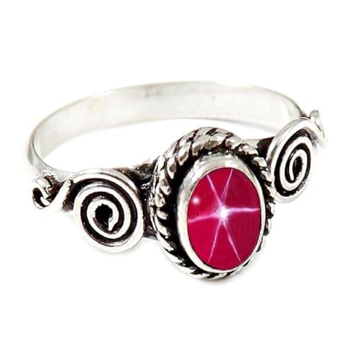 JEWELFORCE Laborgezüchteter rosa Lindy Star Edelstein Sterling Silber Stilvoller Handgefertigter Band Ring Geschenkartikel für Männer und Frauen Schmuck JSR-185BH27_(73 (23.2)) von JEWELFORCE