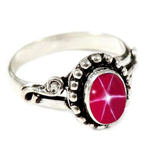JEWELFORCE Laborgezüchteter rosa Lindy Star Edelstein Sterling Silber Stilvoller Handgefertigter Band Ring Geschenkartikel für Männer und Frauen Schmuck JSR-190BH8_(54 (17.2)) von JEWELFORCE