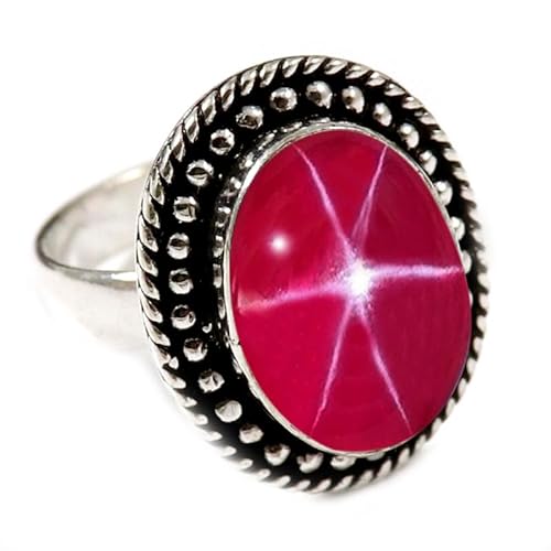 JEWELFORCE Laborgezüchteter rosa Lindy Star Edelstein Sterling Silber Stilvoller Handgefertigter Band Ring Geschenkartikel für Männer und Frauen Schmuck JSR-197BH16_(62 (19.7)) von JEWELFORCE