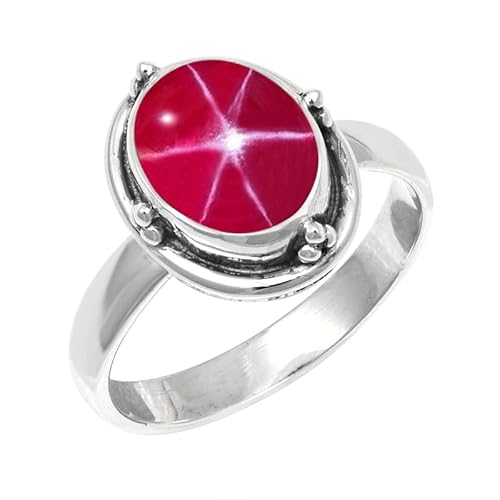 JEWELFORCE Laborgezüchteter rosa Lindy Star Edelstein Sterling Silber Stilvoller Handgefertigter Band Ring Geschenkartikel für Männer und Frauen Schmuck JSR-244BH4_(50 (15.9)) von JEWELFORCE
