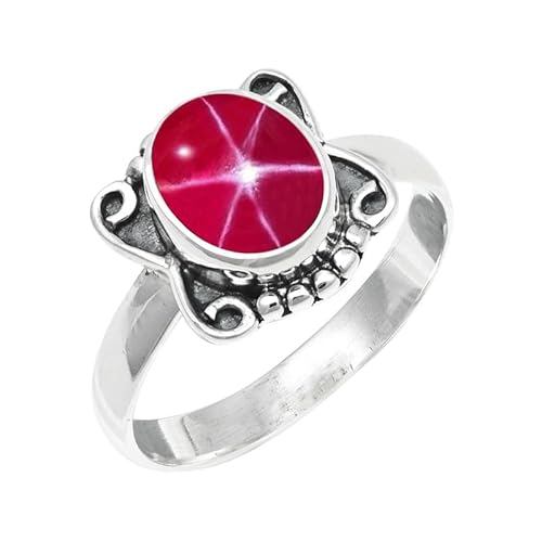 JEWELFORCE Laborgezüchteter rosa Lindy Star Edelstein Sterling Silber Stilvoller Handgefertigter Band Ring Geschenkartikel für Männer und Frauen Schmuck JSR-245BH16_(62 (19.7)) von JEWELFORCE