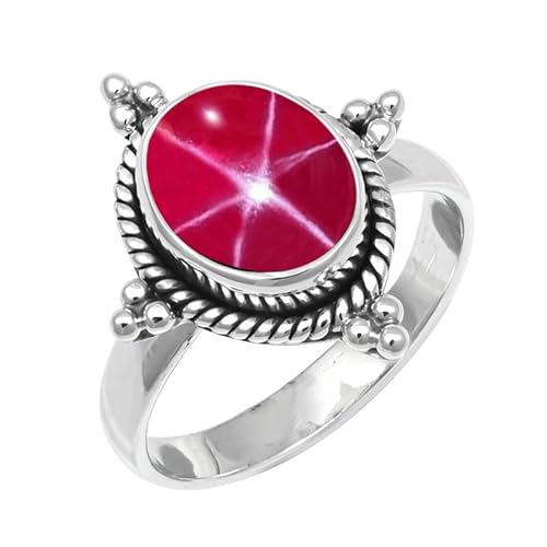 JEWELFORCE Laborgezüchteter rosa Lindy Star Edelstein Sterling Silber Stilvoller Handgefertigter Band Ring Geschenkartikel für Männer und Frauen Schmuck JSR-252BH26_(72 (22.9)) von JEWELFORCE