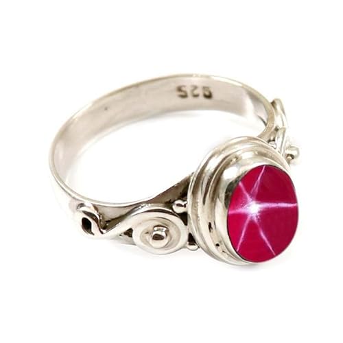 JEWELFORCE Laborgezüchteter rosa Lindy Star Edelstein Sterling Silber Stilvoller Handgefertigter Band Ring Geschenkartikel für Männer und Frauen Schmuck JSR-253BH23_(69 (22.0)) von JEWELFORCE