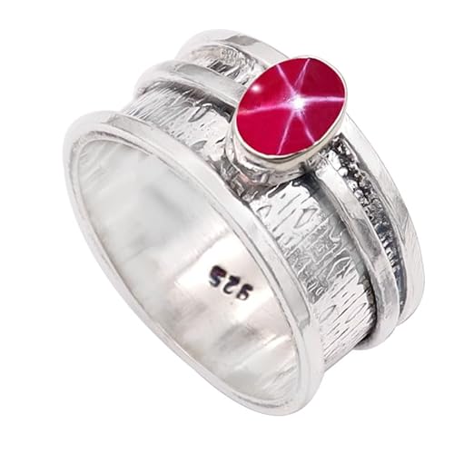JEWELFORCE Laborgezüchteter rosa Lindy Star Edelstein Sterling Silber Stilvoller Handgefertigter Band Ring Geschenkartikel für Männer und Frauen Schmuck JSR-330BH7_(53 (16.9)) von JEWELFORCE