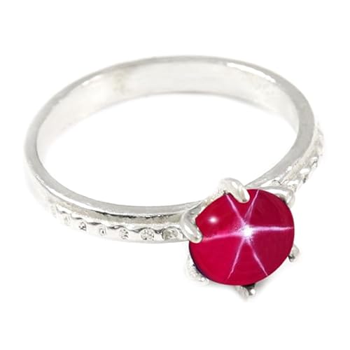 JEWELFORCE Laborgezüchteter rosa Lindy Star Edelstein Sterling Silber Stilvoller Handgefertigter Band Ring Geschenkartikel für Männer und Frauen Schmuck JSR-358BH17_(63 (20.1)) von JEWELFORCE