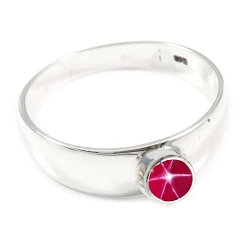 JEWELFORCE Laborgezüchteter rosa Lindy Star Edelstein Sterling Silber Stilvoller Handgefertigter Band Ring Geschenkartikel für Männer und Frauen Schmuck JSR-366BH18_(64 (20.4)) von JEWELFORCE