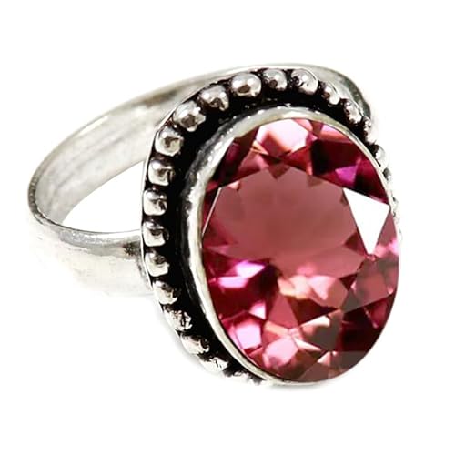 JEWELFORCE Laborgezüchteter rosa Turmalin Edelstein Sterling Silber Stilvoller Handgefertigter Band Ring Geschenkartikel für Männer und Frauen Schmuck JSR-196AR29_(75 (23.9)) von JEWELFORCE
