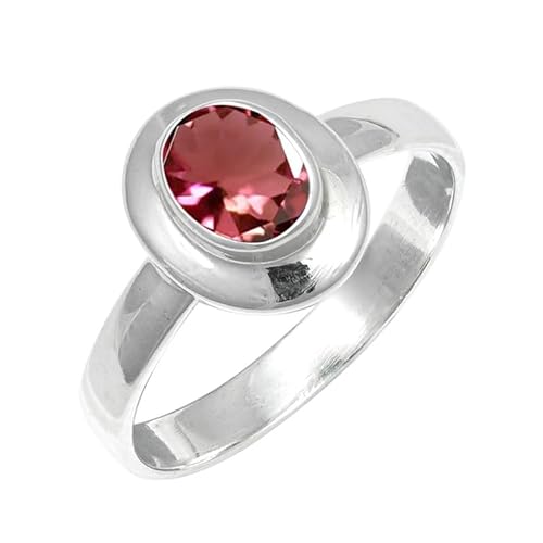 JEWELFORCE Laborgezüchteter rosa Turmalin Edelstein Sterling Silber Stilvoller Handgefertigter Band Ring Geschenkartikel für Männer und Frauen Schmuck JSR-211AR10_(56 (17.8)) von JEWELFORCE