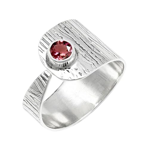 JEWELFORCE Laborgezüchteter rosa Turmalin Edelstein Sterling Silber Stilvoller Handgefertigter Band Ring Geschenkartikel für Männer und Frauen Schmuck JSR-229AR29_(75 (23.9)) von JEWELFORCE