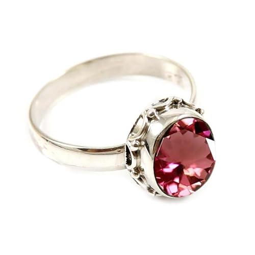 JEWELFORCE Laborgezüchteter rosa Turmalin Edelstein Sterling Silber Stilvoller Handgefertigter Band Ring Geschenkartikel für Männer und Frauen Schmuck JSR-242AR26_(72 (22.9)) von JEWELFORCE