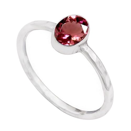 JEWELFORCE Laborgezüchteter rosa Turmalin Edelstein Sterling Silber Stilvoller Handgefertigter Band Ring Geschenkartikel für Männer und Frauen Schmuck JSR-336AR17_(63 (20.1)) von JEWELFORCE