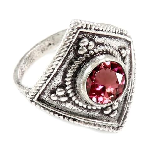 JEWELFORCE Laborgezüchteter rosa Turmalin Edelstein Sterling Silber Stilvoller Handgefertigter Band Ring Geschenkartikel für Männer und Frauen Schmuck JSR-353AR24_(70 (22.3)) von JEWELFORCE