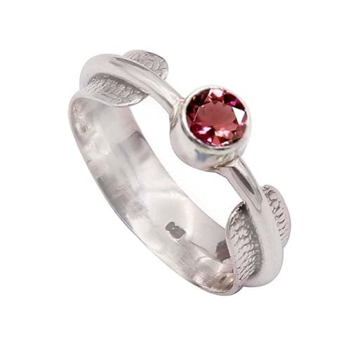 JEWELFORCE Laborgezüchteter rosa Turmalin Edelstein Sterling Silber Stilvoller Handgefertigter Band Ring Geschenkartikel für Männer und Frauen Schmuck JSR-370AR23_(69 (22.0)) von JEWELFORCE