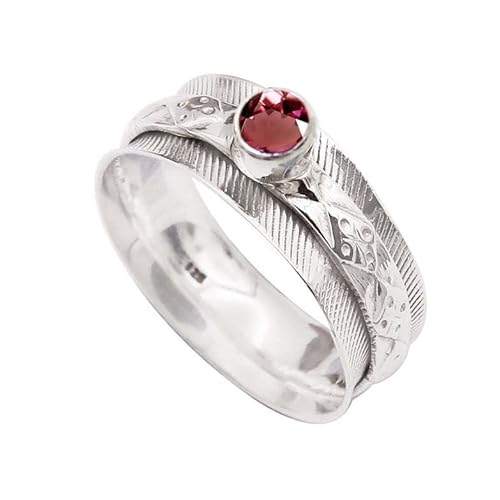 JEWELFORCE Laborgezüchteter rosa Turmalin Edelstein Sterling Silber Stilvoller Handgefertigter Band Ring Geschenkartikel für Männer und Frauen Schmuck JSR-371AR21_(67 (21.3)) von JEWELFORCE