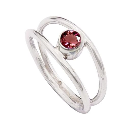 JEWELFORCE Laborgezüchteter rosa Turmalin Edelstein Sterling Silber Stilvoller Handgefertigter Band Ring Geschenkartikel für Männer und Frauen Schmuck JSR-372AR5_(51 (16.2)) von JEWELFORCE