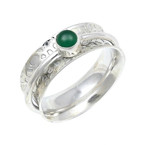 JEWELFORCE Onyx Edelstein 925 Sterling Silber Spinnerring Herren und Damen Meditationsring Geschenkartikel handgefertigter Schmuck JSR-152M_58 (18.5) von JEWELFORCE