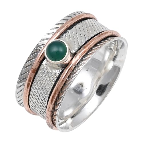 JEWELFORCE Onyx-Edelstein-Spinnerring, 925er Sterlingsilber, Meditationsring für Männer und Frauen, Geschenkartikel, handgefertigter Schmuck JSR-157K_61 (19.4) von JEWELFORCE