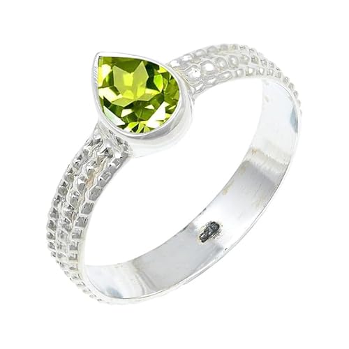 JEWELFORCE Peridot Edelstein 925 Sterling Silber Stilvoller Handgefertigter Band Ring Geschenkartikel Herren und Damen Schmuck JSR-130AJ27_(73 (23.2)) von JEWELFORCE