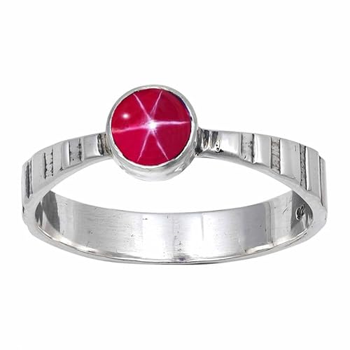JEWELFORCE Pink Lindy Star Lab Grown Edelstein Sterling Silber Stilvoller Handgefertigter Band Ring Geschenkartikel für Männer und Frauen Schmuck JSR-119BH12_(58 (18.5)) von JEWELFORCE