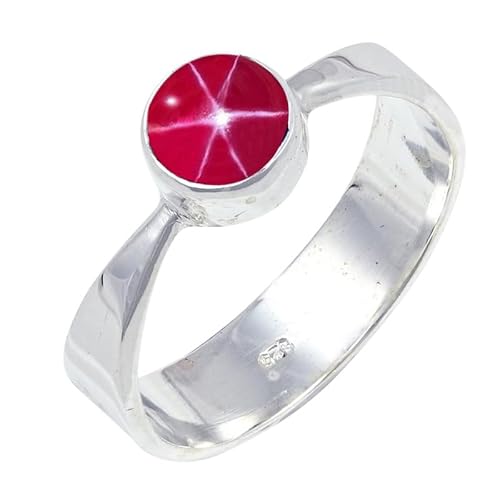JEWELFORCE Pink Lindy Star Lab Grown Edelstein Sterling Silber Stilvoller Handgefertigter Band Ring Geschenkartikel für Männer und Frauen Schmuck JSR-124BH19_(65 (20.7)) von JEWELFORCE