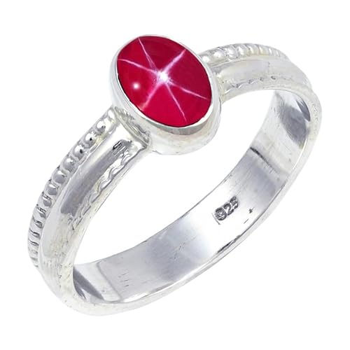 JEWELFORCE Pink Lindy Star Lab Grown Edelstein Sterling Silber Stilvoller Handgefertigter Band Ring Geschenkartikel für Männer und Frauen Schmuck JSR-126BH3_(49 (15.6)) von JEWELFORCE