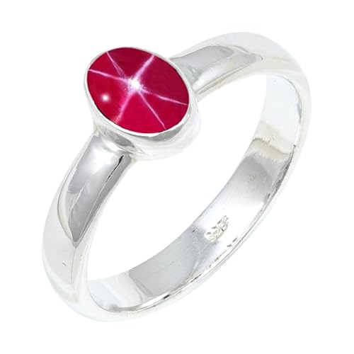 JEWELFORCE Pink Lindy Star Lab Grown Edelstein Sterling Silber Stilvoller Handgefertigter Band Ring Geschenkartikel für Männer und Frauen Schmuck JSR-127BH23_(69 (22.0)) von JEWELFORCE