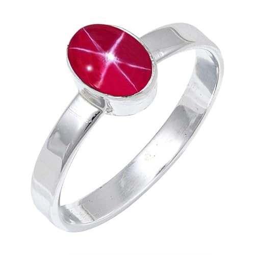 JEWELFORCE Pink Lindy Star Lab Grown Edelstein Sterling Silber Stilvoller Handgefertigter Band Ring Geschenkartikel für Männer und Frauen Schmuck JSR-129BH20_(66 (21.0)) von JEWELFORCE