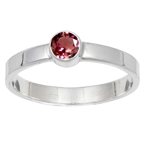 JEWELFORCE Pink Tourmaline Lab Grown Edelstein Sterling Silber Stilvoller Handgefertigter Band Ring Geschenkartikel für Männer und Frauen Schmuck JSR-106AR11_(57 (18.1)) von JEWELFORCE