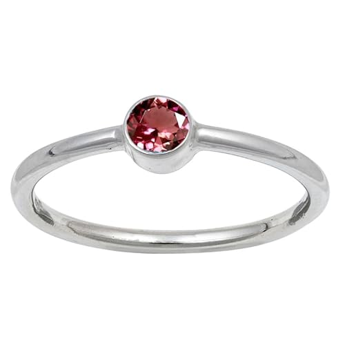 JEWELFORCE Pink Tourmaline Lab Grown Edelstein Sterling Silber Stilvoller Handgefertigter Band Ring Geschenkartikel für Männer und Frauen Schmuck JSR-107AR9_(55 (17.5)) von JEWELFORCE