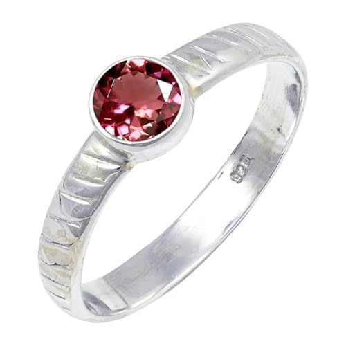 JEWELFORCE Pink Tourmaline Lab Grown Edelstein Sterling Silber Stilvoller Handgefertigter Band Ring Geschenkartikel für Männer und Frauen Schmuck JSR-118AR24_(70 (22.3)) von JEWELFORCE