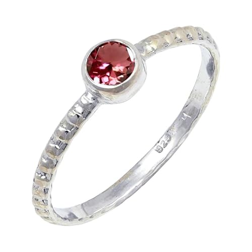 JEWELFORCE Pink Tourmaline Lab Grown Edelstein Sterling Silber Stilvoller Handgefertigter Band Ring Geschenkartikel für Männer und Frauen Schmuck JSR-128AR10_(56 (17.8)) von JEWELFORCE