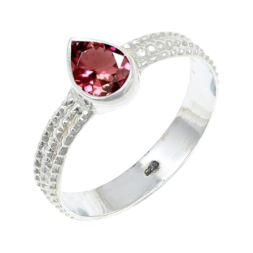 JEWELFORCE Pink Tourmaline Lab Grown Edelstein Sterling Silber Stilvoller Handgefertigter Band Ring Geschenkartikel für Männer und Frauen Schmuck JSR-130AR25_(71 (22.6)) von JEWELFORCE