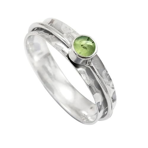 JEWELFORCE Prehnit Edelstein Sterling Silber Stilvoller Handgefertigter Band Ring Geschenkartikel für Männer und Frauen in allen Größen Schmuck JSR-152CH24_(70 (22.3)) von JEWELFORCE