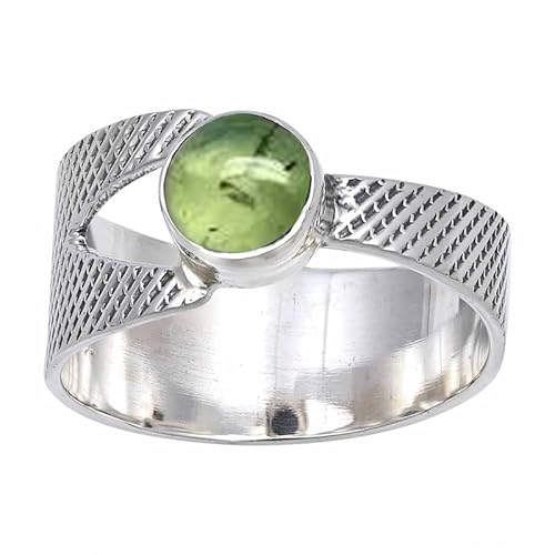 JEWELFORCE Prehnite Edelstein Sterling Silber Stilvoller Handgefertigter Band Ring Geschenkartikel für Männer und Frauen in allen Größen Schmuck JSR-116CH29_(75 (23.9)) von JEWELFORCE