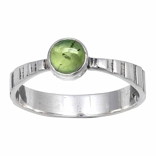 JEWELFORCE Prehnite Edelstein Sterling Silber Stilvoller Handgefertigter Band Ring Geschenkartikel für Männer und Frauen in allen Größen Schmuck JSR-119CH5_(51 (16.2)) von JEWELFORCE