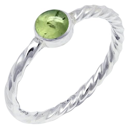 JEWELFORCE Prehnite Edelstein Sterling Silber Stilvoller Handgefertigter Band Ring Geschenkartikel für Männer und Frauen in allen Größen Schmuck JSR-123CH2_(48 (15.3)) von JEWELFORCE