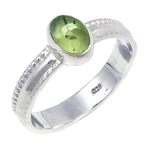 JEWELFORCE Prehnite Edelstein Sterling Silber Stilvoller Handgefertigter Band Ring Geschenkartikel für Männer und Frauen in allen Größen Schmuck JSR-126CH5_(51 (16.2)) von JEWELFORCE