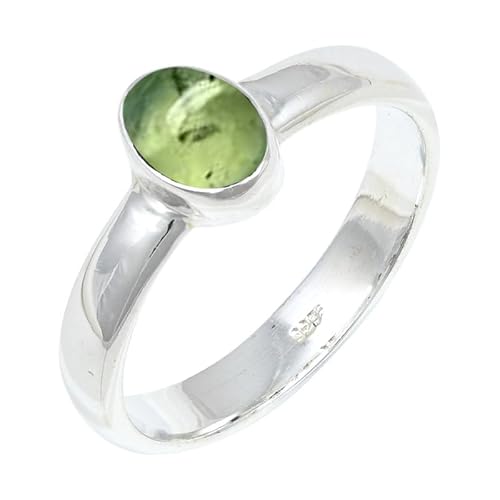 JEWELFORCE Prehnite Edelstein Sterling Silber Stilvoller Handgefertigter Band Ring Geschenkartikel für Männer und Frauen in allen Größen Schmuck JSR-127CH21_(67 (21.3)) von JEWELFORCE
