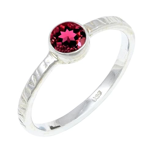 JEWELFORCE Rubyllite Lab Grown Edelstein 925 Sterling Silber Stilvoller Handgefertigter Band Ring Geschenkartikel Herren und Damen Schmuck JSR-132AQ2_(48 (15.3)) von JEWELFORCE
